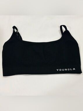 YoungLA Black Seamless Crop Sports Bra